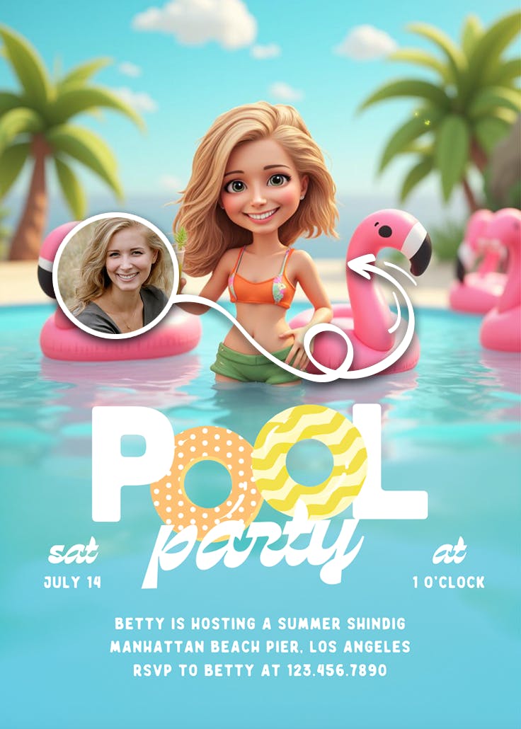 Cool by the pool - pool party invitation